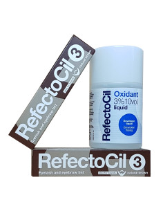 Kit vopsea sprancene si gene cu oxidant + 2 buc maro - Refectocil